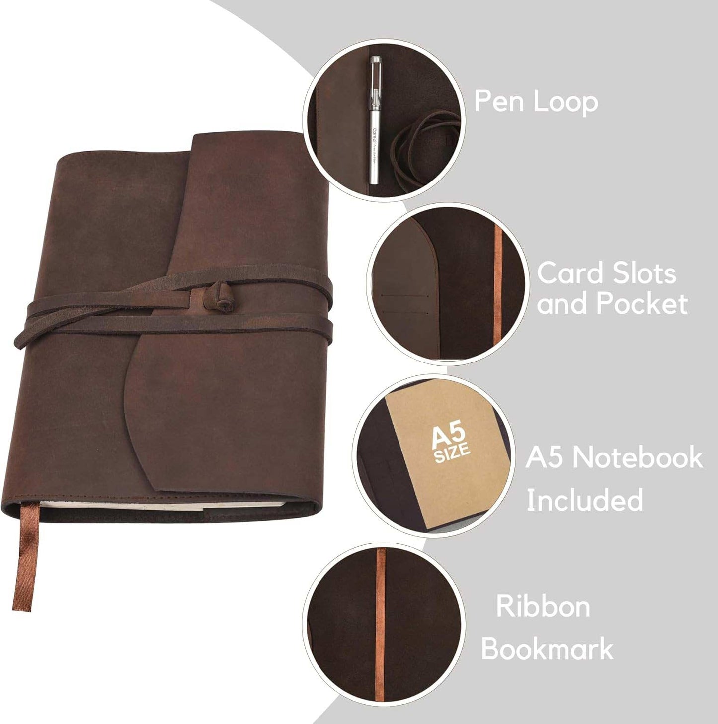 Handmade Leather A5 Journal Cover