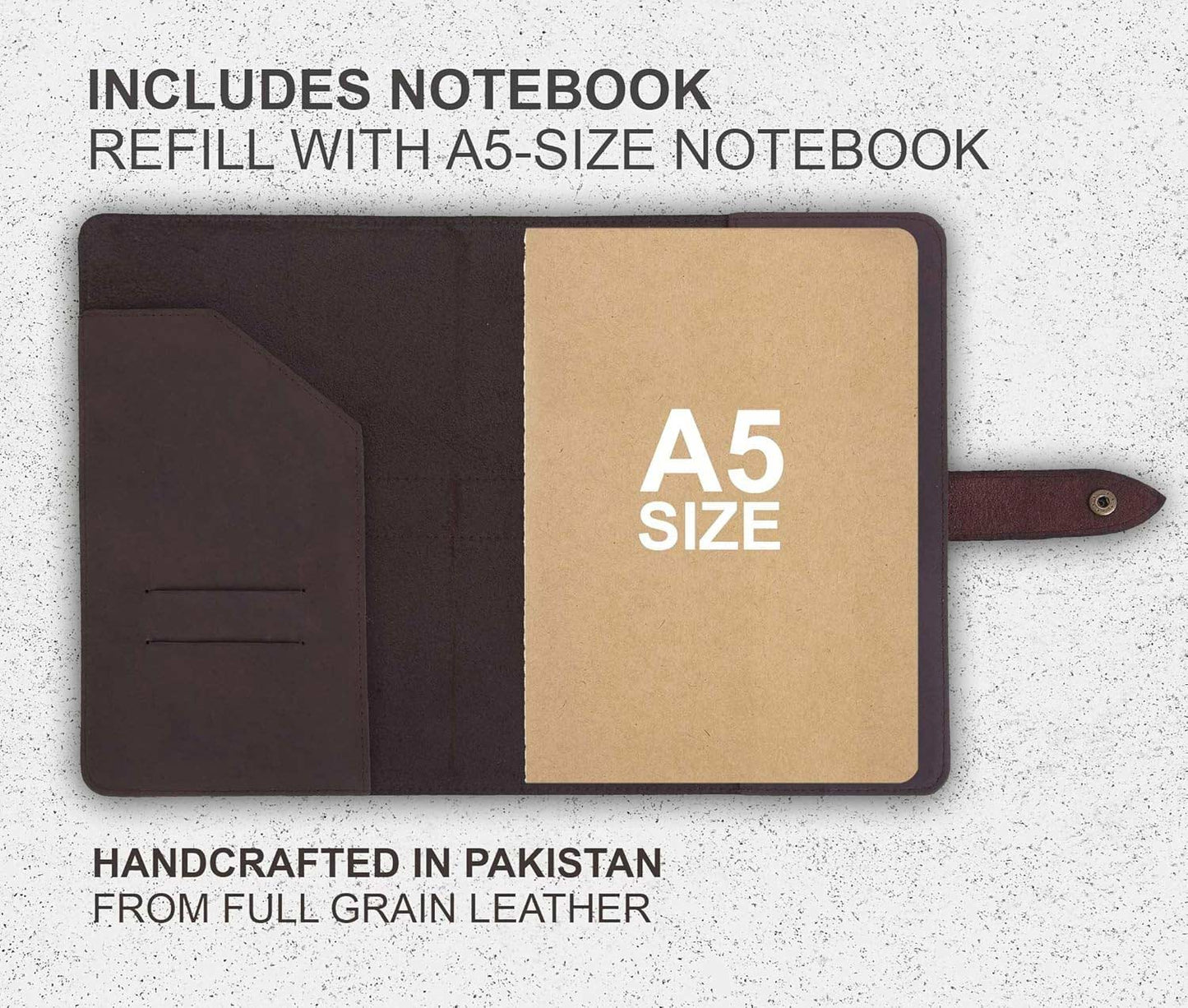 Handmade Leather Cover for A5 Notebook