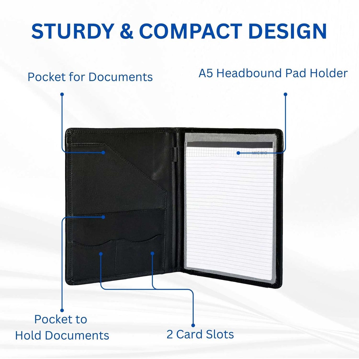 Leather Padfolio A5 - Black
