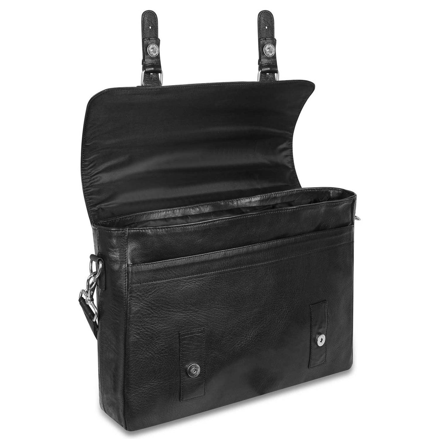 Leather Briefcase Messenger Bag for Men - Black