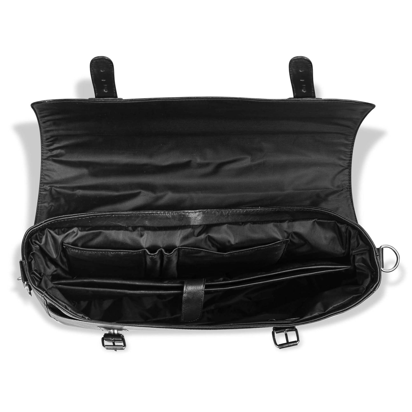 Leather Briefcase Messenger Bag for Men - Black