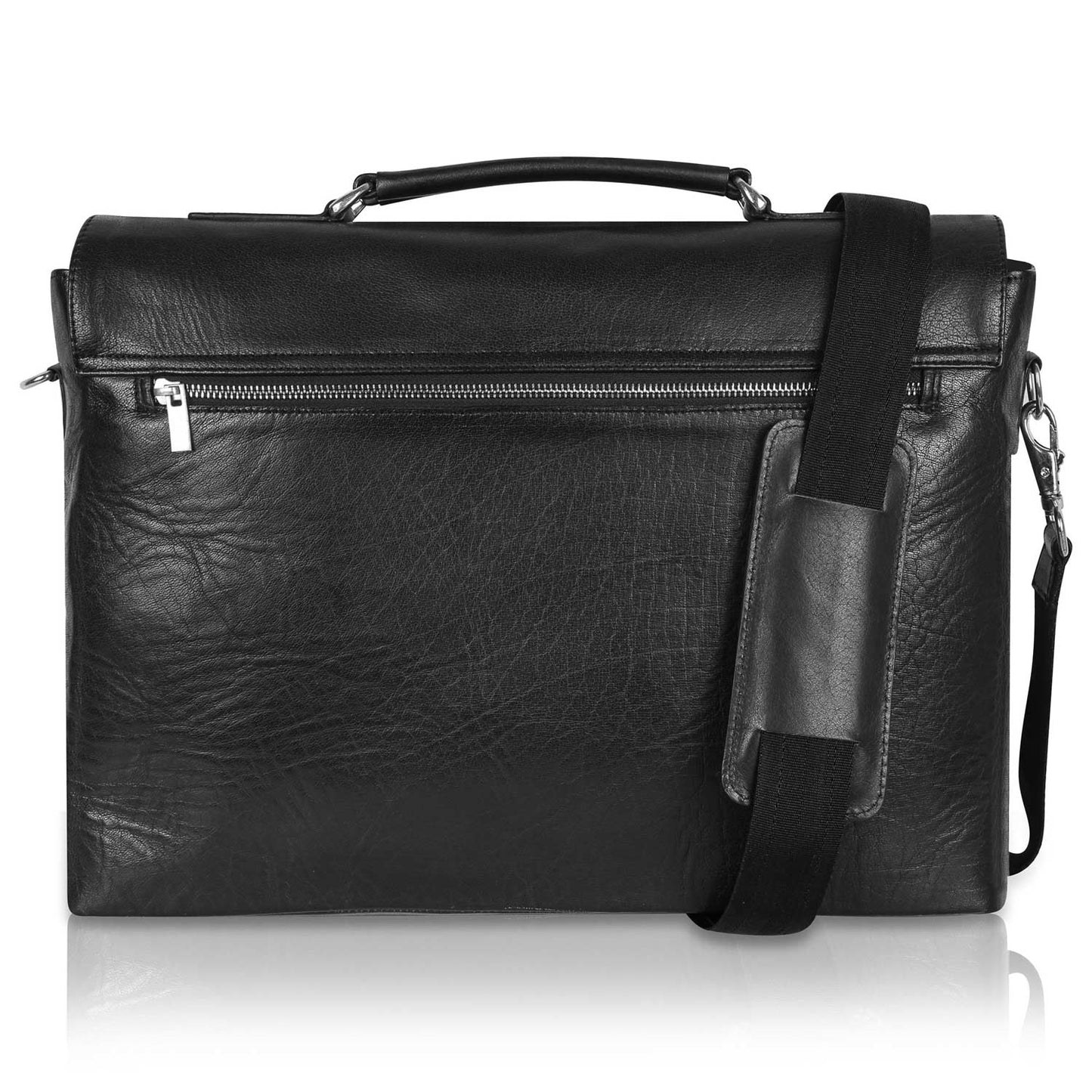 Leather Briefcase Messenger Bag for Men - Black