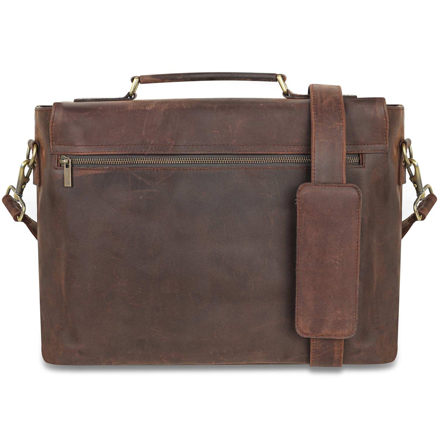 Leather Briefcase Messenger Bag for Men - Brown