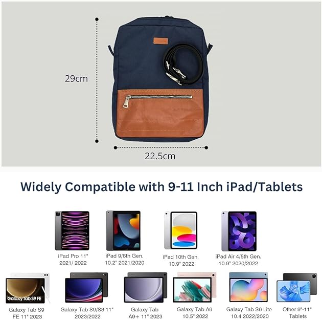 Crossbody Tablet iPad Bag - Blue