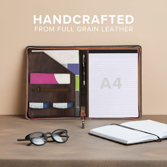 Professional leather portfolio for executives and students.