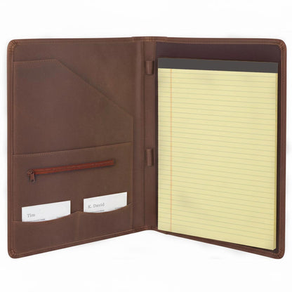 Handmade A4 Brown Leather Portfolio - Noel