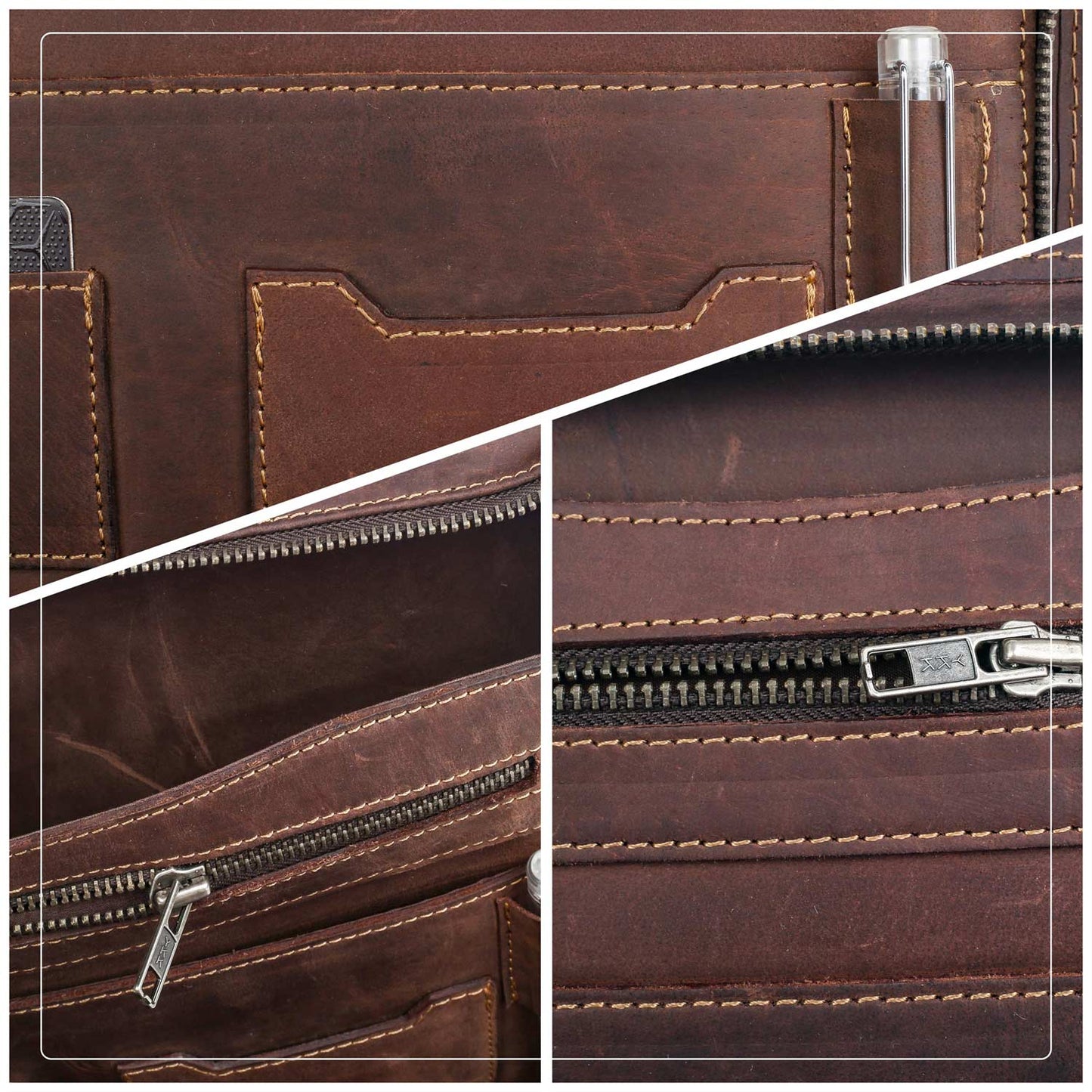 Leather Zipper Portfolio A4 - Gower