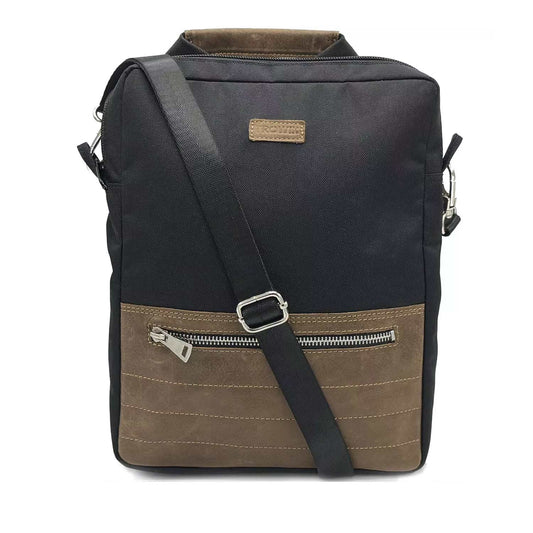 Crossbody Tablet iPad Bag - Black/Brown