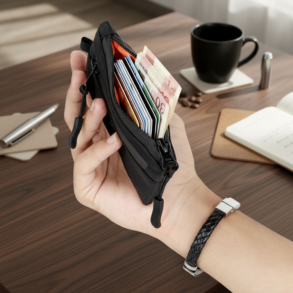 Zip Pouch Card Holder - Black