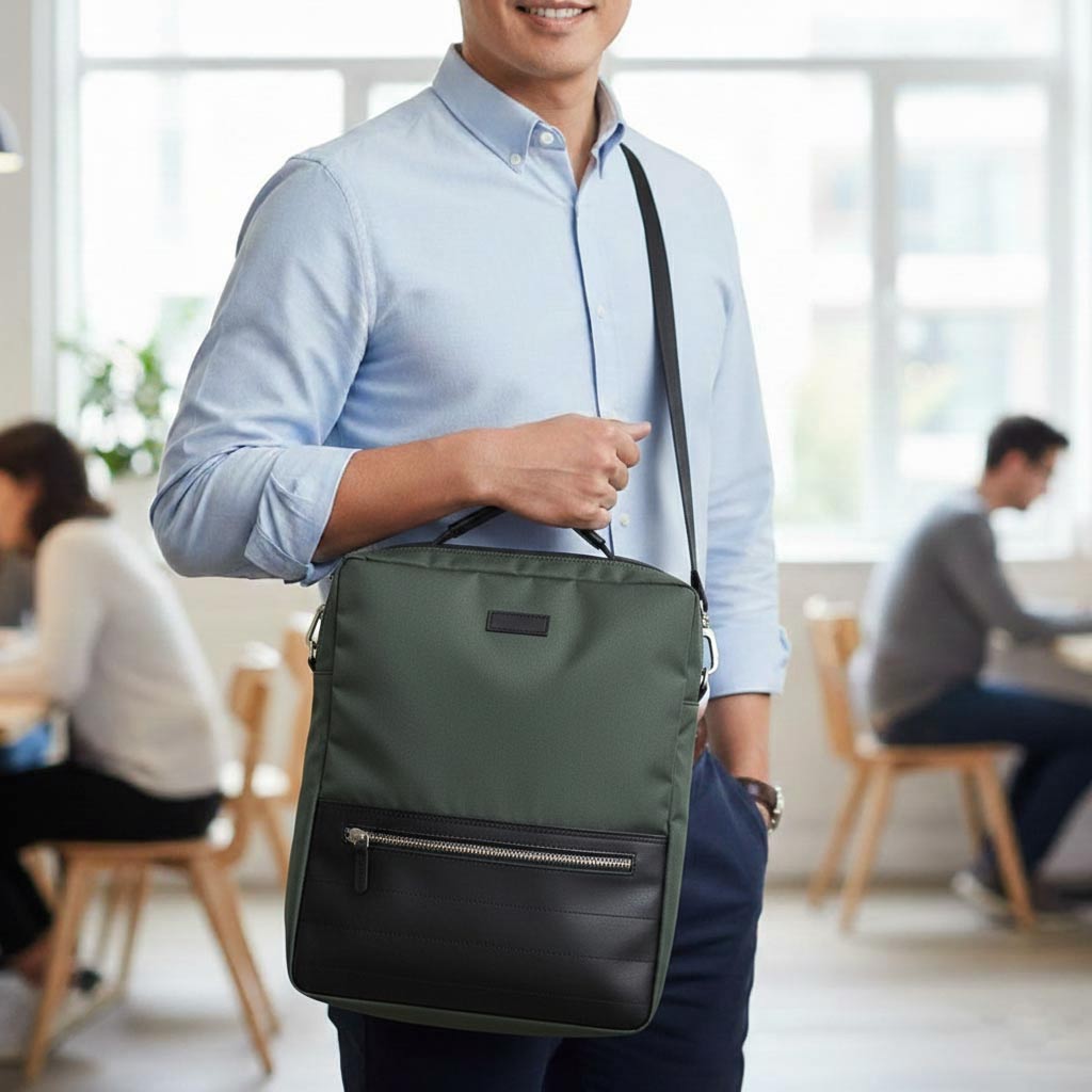 Crossbody Tablet iPad Bag - Olive Green