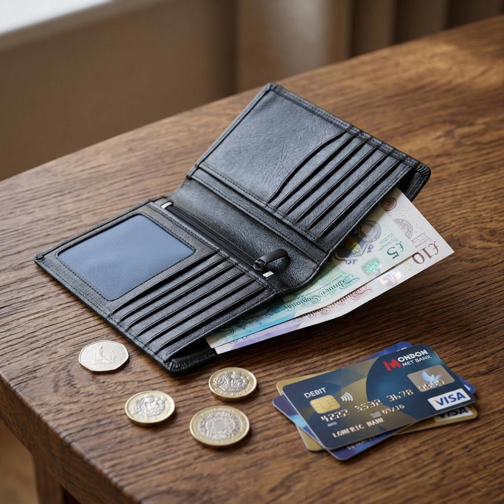 Slim Cowhide Leather Long Bifold Wallet with Coin and Cash Pockets