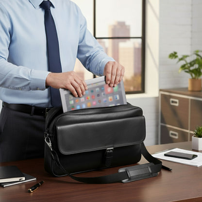 Leather Laptop Business Bag - Henrieta