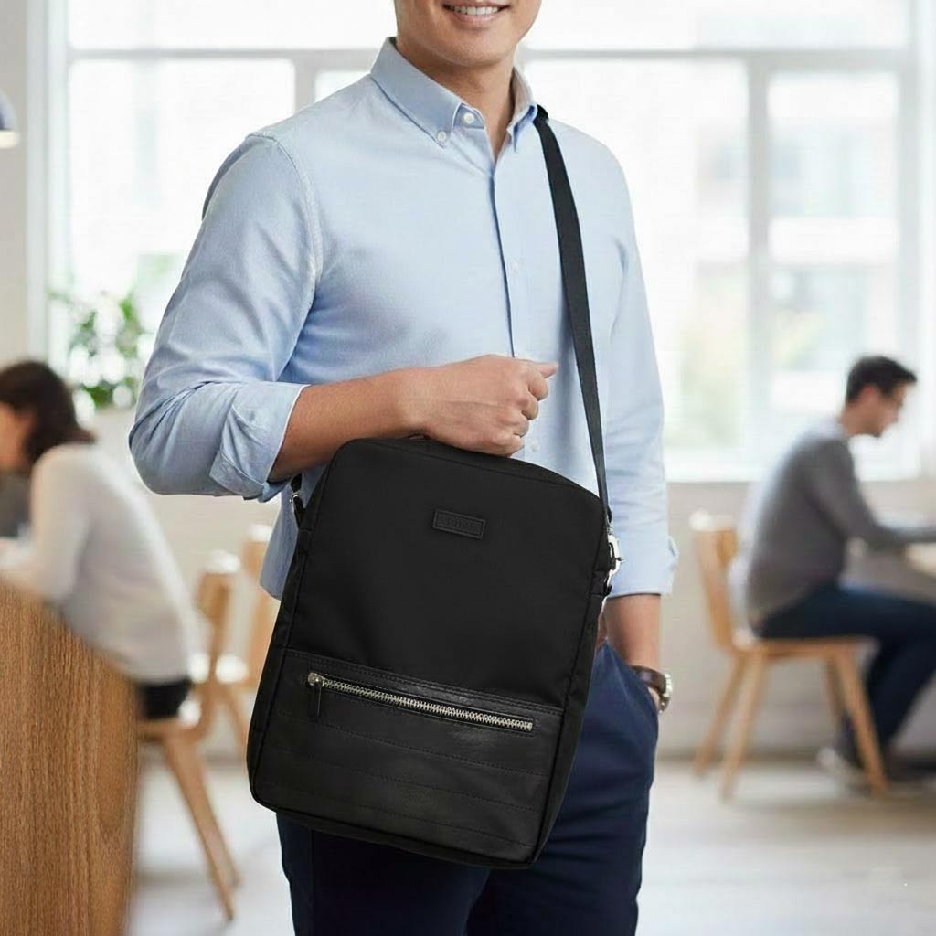 Crossbody Tablet iPad Bag - Black