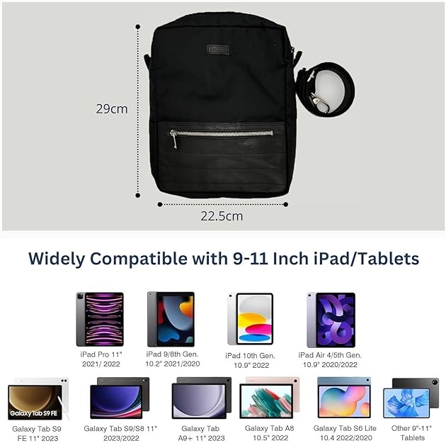 Crossbody Tablet iPad Bag - Black