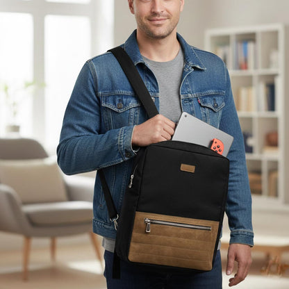 Crossbody Tablet iPad Bag - Black/Brown